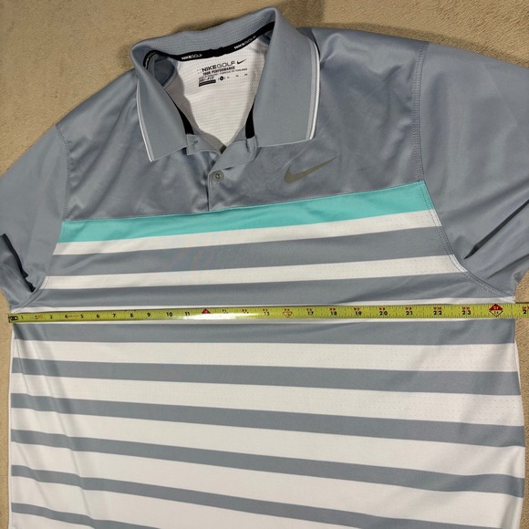 Nike Dry FIT Tour Performance White/Blue/Gray Golf Polo X-Large - Picture 4 of 6
